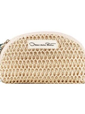 Oscar de la Renta Beige Woven Cosmetic Bag